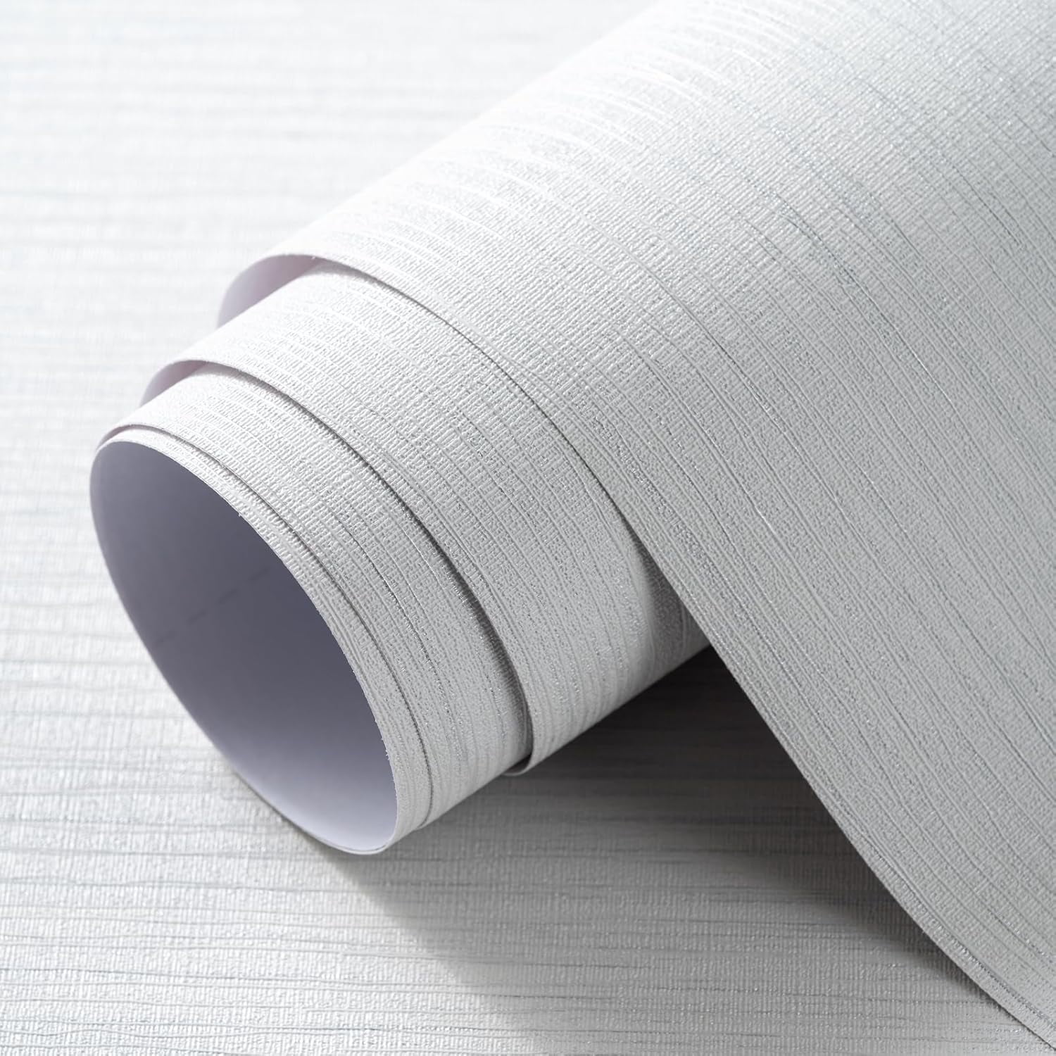 Grasscloth Textured Wallpaper Light Gray Linen Thick 24