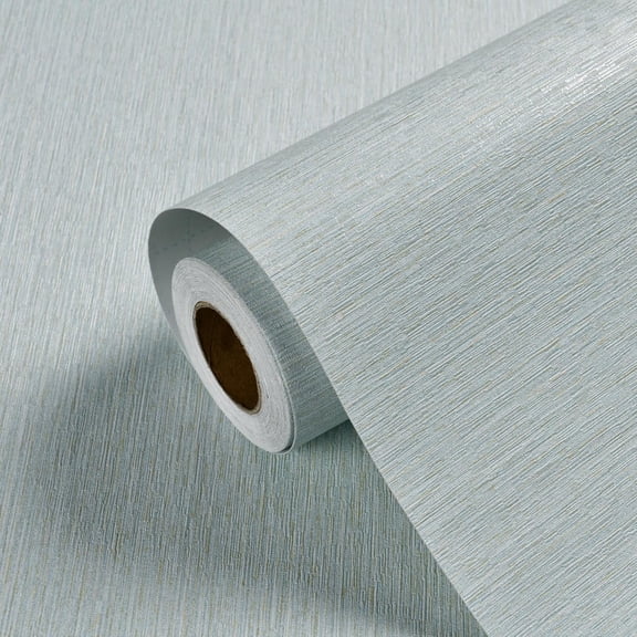 Grasscloth Wallpaper Peel and Stick 20.9in X 393in Fabric Contact Paper Wall Paper Textured Wallpaper Horizontal Stripes Look Self-Adhesive Thick Vinyl Embossed (Light Blue)