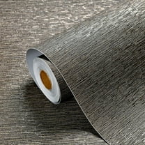 Grasscloth Wallpaper Peel and Stick 20.9in X 393in Fabric Contact Paper Wall Paper Textured Wallpaper Horizontal Stripes Look Self-Adhesive Thick Vinyl Embossed (Dark Brown)