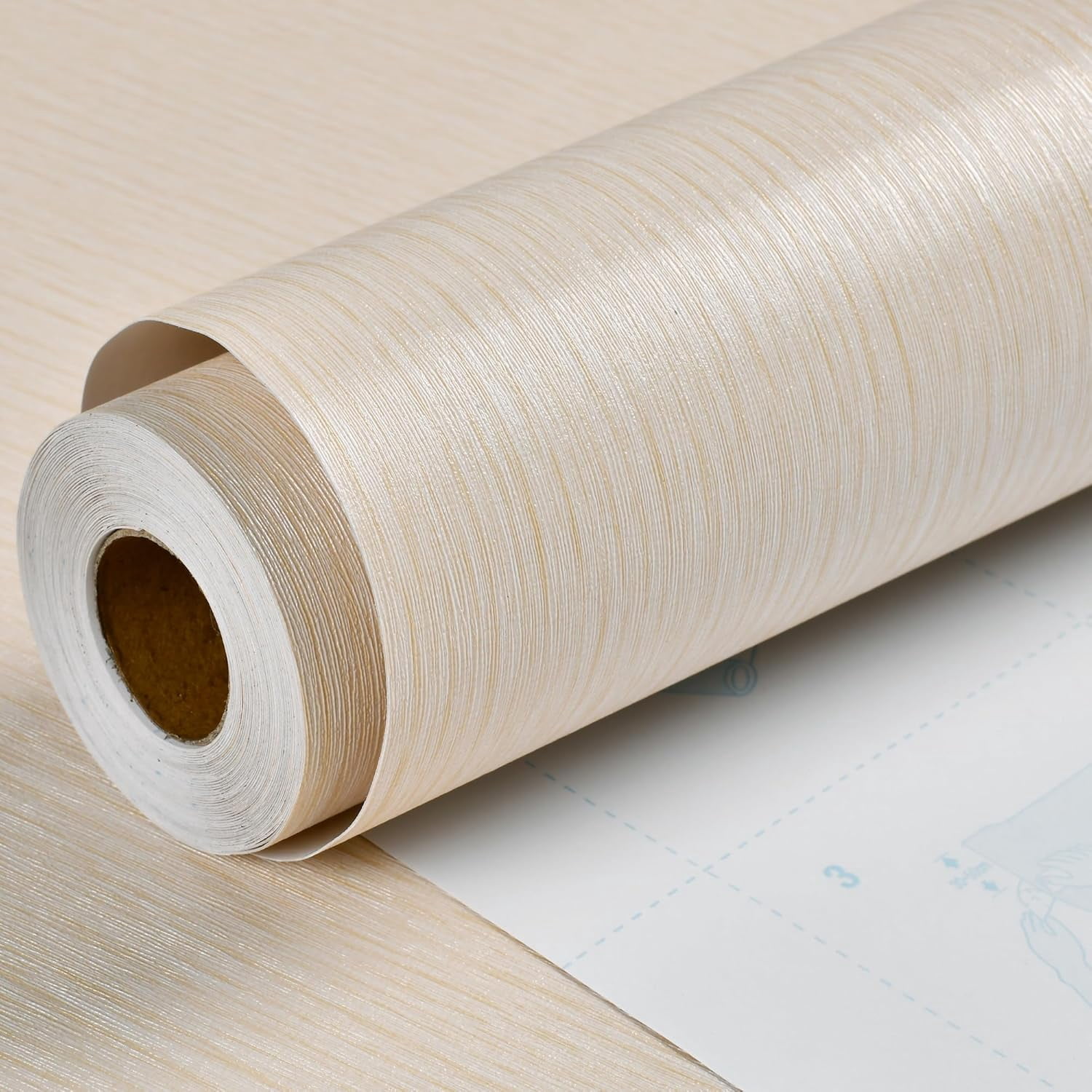 Grasscloth Wallpaper Peel and Stick 20.9in X 393in Fabric Contact Paper Wall Paper Textured Wallpaper Vertical Stripes Look Self-Adhesive Thick Vinyl Embossed (Light Yellow)