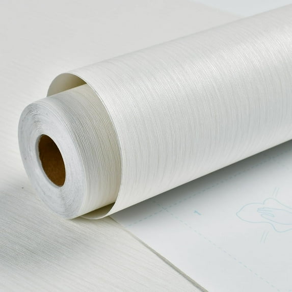 Grasscloth Wallpaper Peel and Stick 20.9in X 393in Fabric Contact Paper Wall Paper Textured Wallpaper Vertical Stripes Look Self-Adhesive Thick Vinyl Embossed (Beige and White)