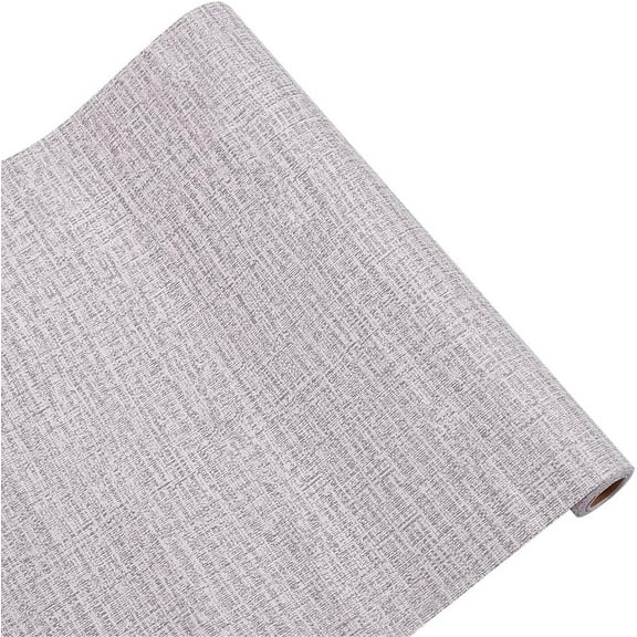 Grasscloth Wallpaper Peel and Stick Wallpaper Textured Contact Paper Linen Wallpaper Self Adhesive Fabric Vinyl Wallpaper Decoration Stickers for Cover Surfaces 9.8Feet-Light Gray