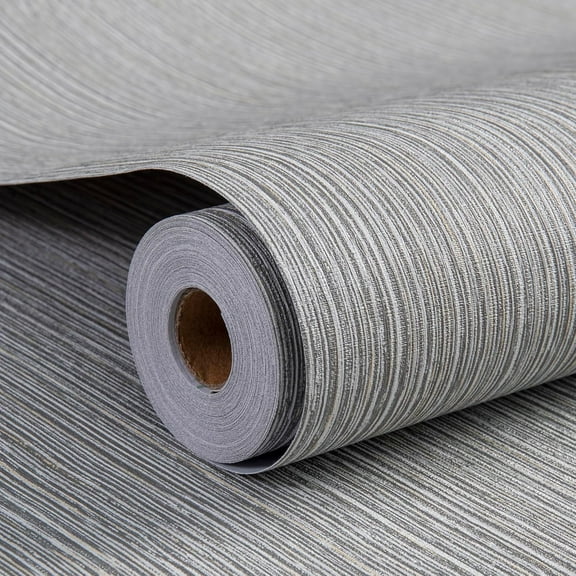 Grasscloth Wallpaper Textured 24in X 393in Fabric Contact Paper Brown Wall Paper Textured Linen Wallpaper Peel and Stick Self-Adhesive Thick Vinyl Embossed Film Wallpaper (Gray Brown)