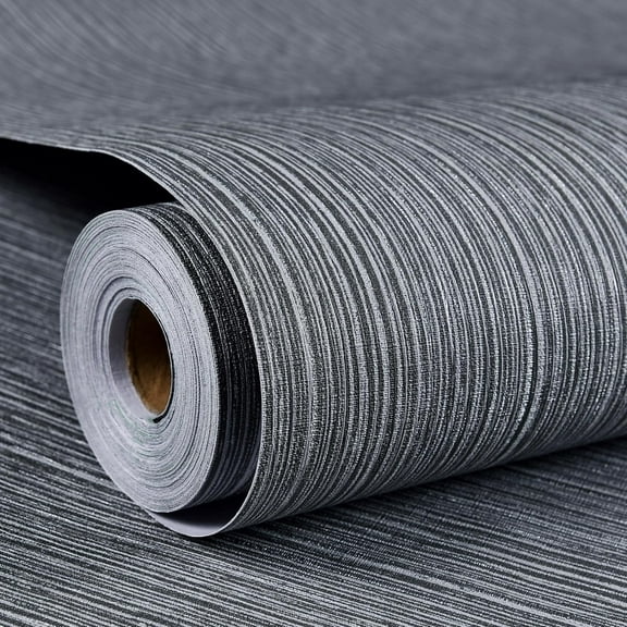 Grasscloth Wallpaper Textured 24in X 393in Fabric Contact Paper Gray Wall Paper Textured Linen Wallpaper Peel and Stick Self-Adhesive Thick Vinyl Embossed Film Wallpaper (Gray)