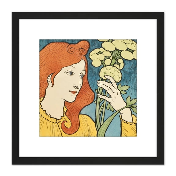 Grasset Salon Des Cent 2nd Exhibition Nouveau Artwork 8X8 Inch Square Wooden Framed Wall Art Print Picture with Mount
