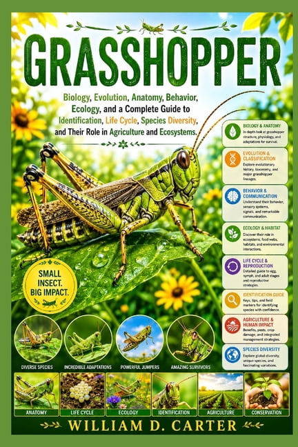 Grasshopper: Biology, Evolution, Anatomy, Behavior, Ecology, and a Complete Guide to Identification, Life Cycle, Species, (Paperback)