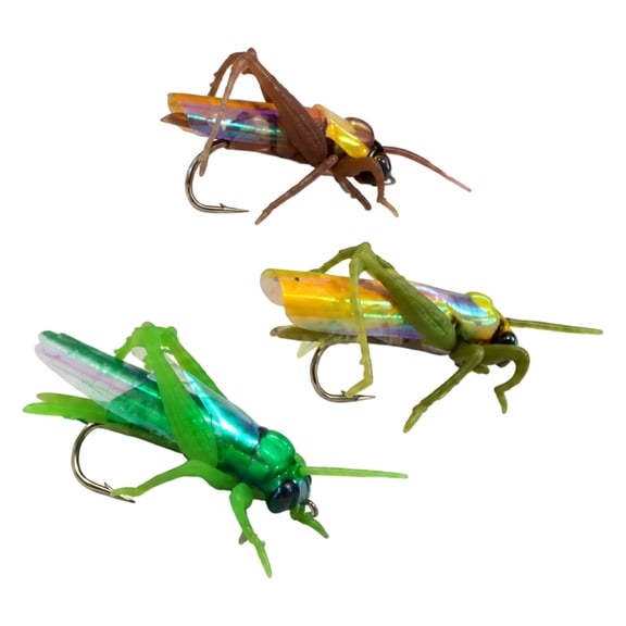 Grasshopper Fly Fishing Lure Set for Freshwater Anglers, 3 Piece Fishing Lures with Single Hook, 0.98 Inch Size, Compact Carry Design