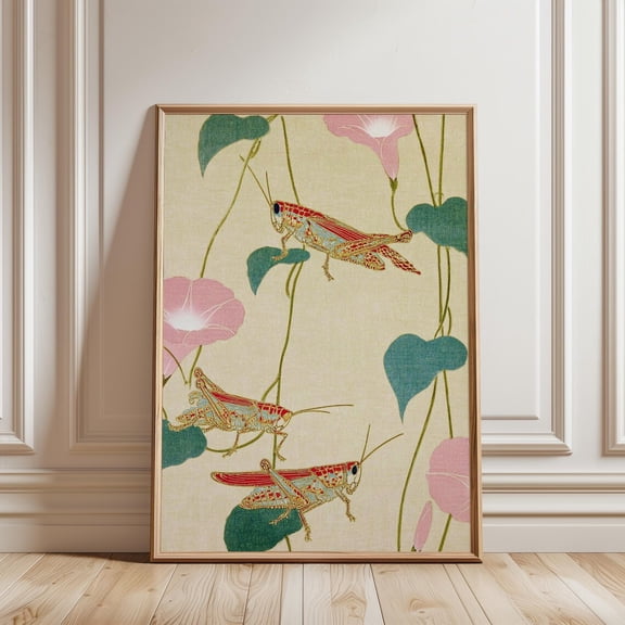 Grasshopper Japanese Botanical Insect Poster Unframed Paper Print