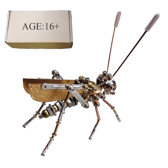 Grasshopper Model Kit, 177PCS 3D Metal Puzzle, DIY Steampunk Insect Assembly, Quick 1-Hour Build, Desk Decor & Gift for Adults