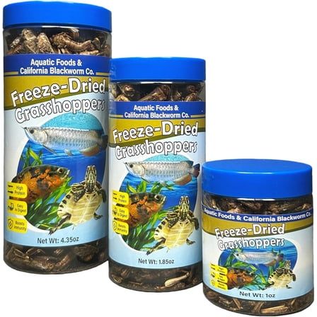 Grasshoppers, Freeze Dried Grasshoppers for Monster Fish, Reptiles, Turtles, Tortoises, Frogs, Hamsters, Birds, Rodents 1oz Canister