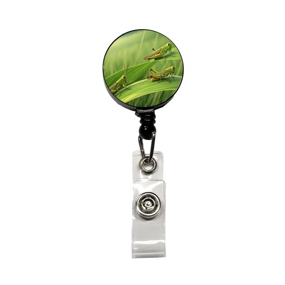 Grasshoppers On Grass Retractable Reel ID Badge Key Card Name Tag Holder with Clip
