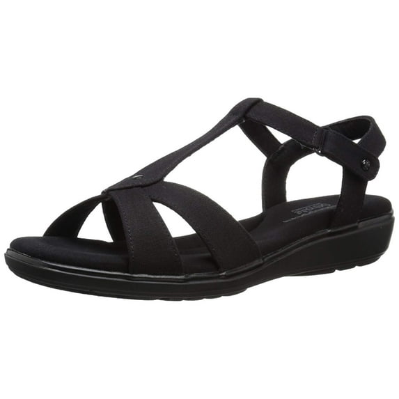 Grasshoppers Women's Rose Flat Sandal, Black, 8.5 W US