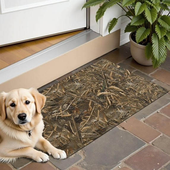 Grassland Camo Brown Plants Pattern Door Rugs,Washable Non Slip Door Mats Indoor,Decorative Door Mats,Entry Mat Indoor for Entrance,Bedroom,Kitchen,Bathroom,16"x24"