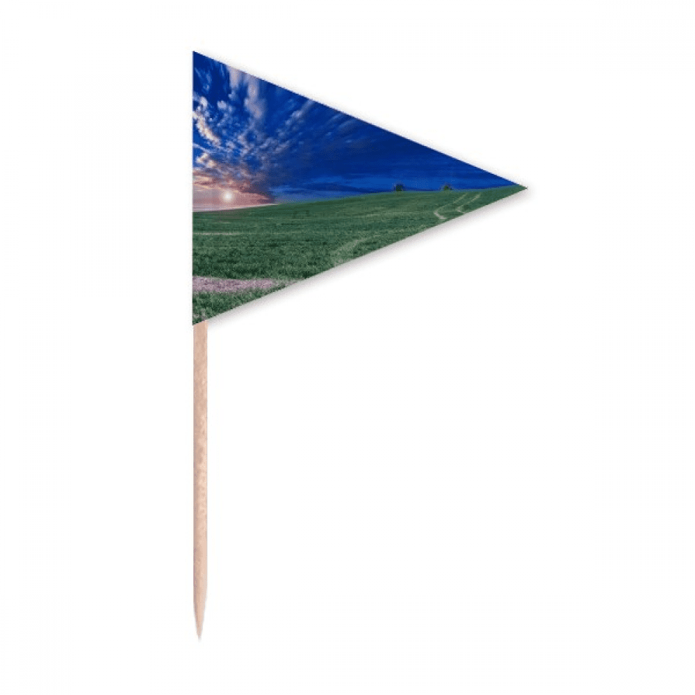 Grassland Green Blue Sky Art Deco Fashion Toothpick Triangle Cupcake ...