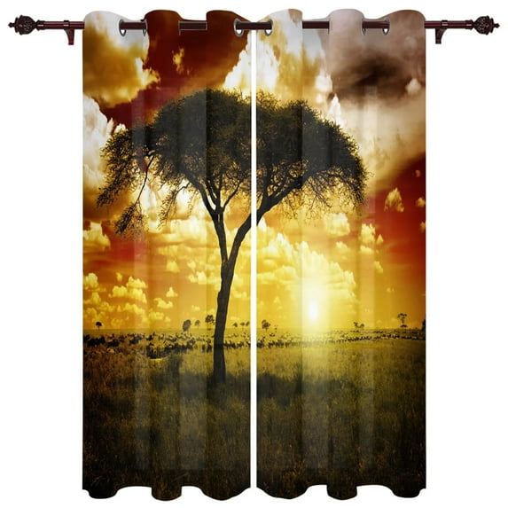 Grassland Sun Landscape Outdoor Curtain For Garden Patio Curtains Bedroom Living Room Kitchen Bath Room Panel Drape