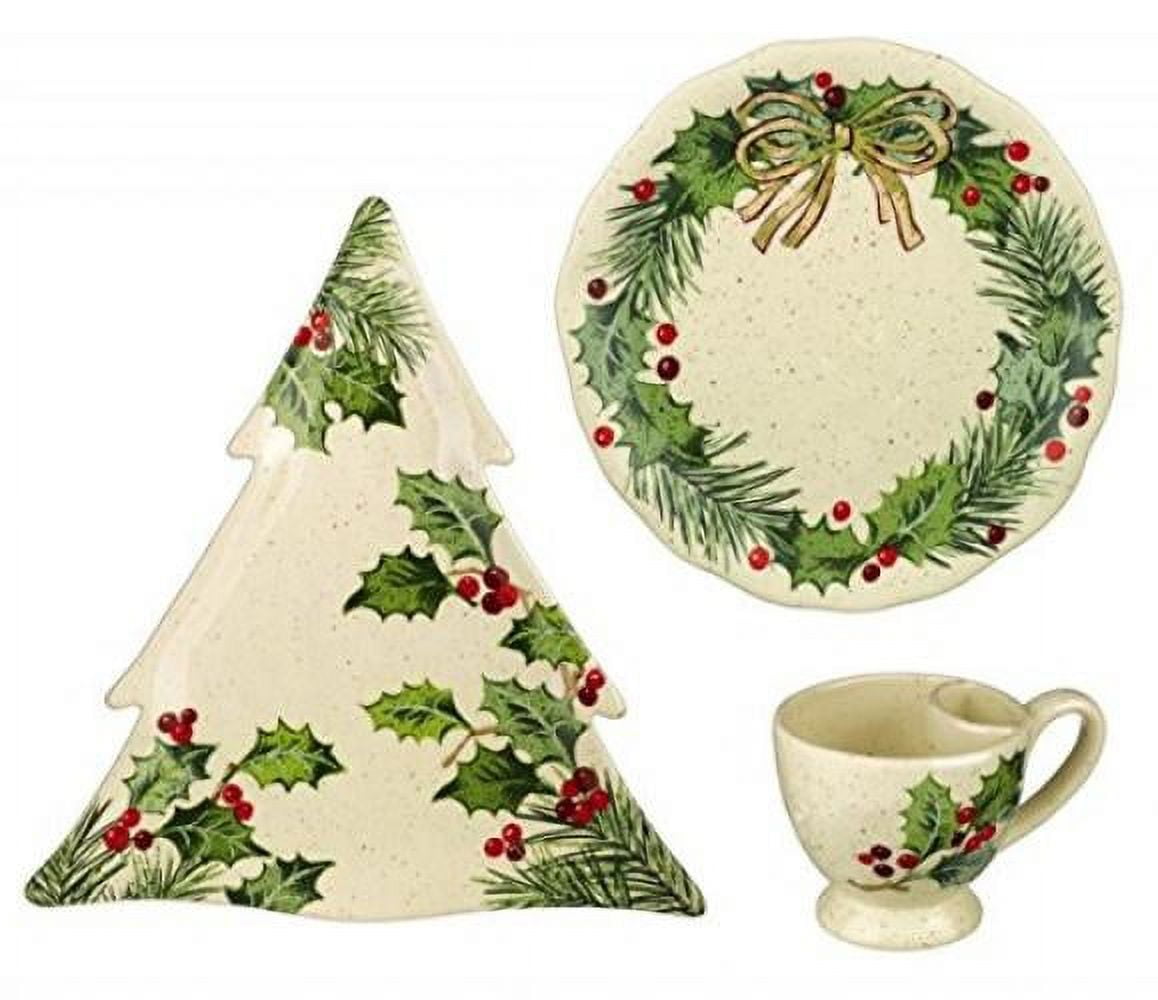 Grasslands Road Christmas Pinewood Dishwear, Tree Shape Platter