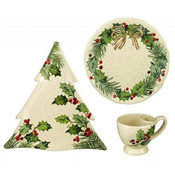 Grasslands Road Christmas Pinewood Dishwear, Tree Shape Platter