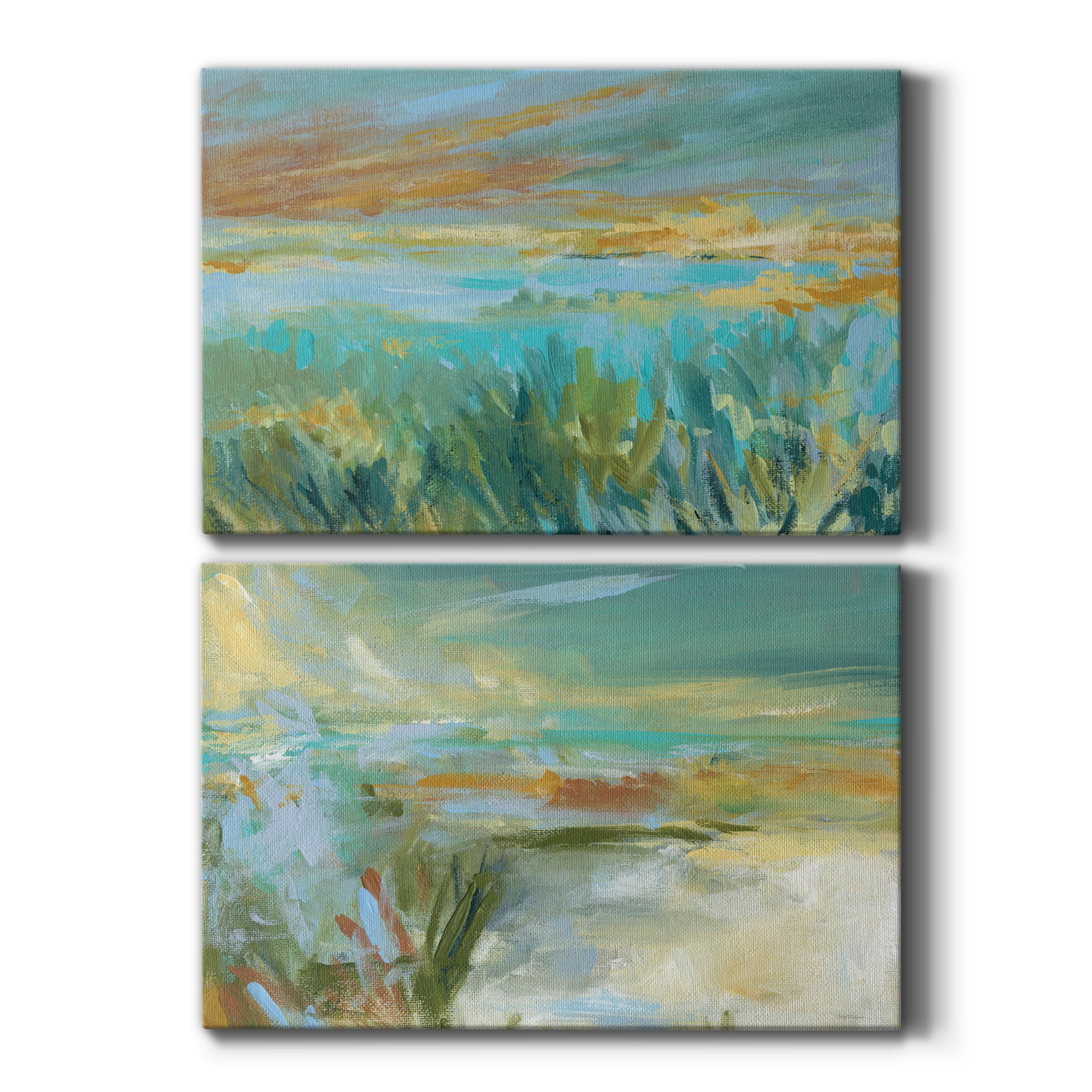 Grassy Beach Premium Gallery Wrapped Canvas - Ready to Hang - Set of 2 - 12 x 18 Each