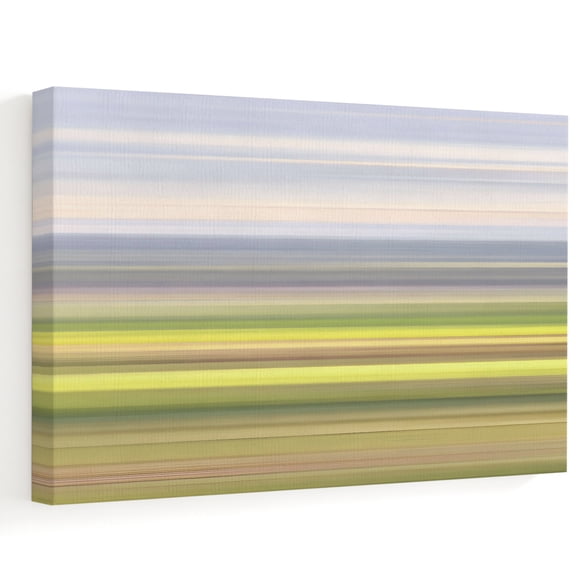 Grassy Field Horizon Canvas Wall Art 10" x 8" Pastoral Country Green Blue Gradient Lines Frame Picture Prints, Ready to Hang Waterproof Artwork Decor for Bathroom, Kitchen Small Wall Spaces