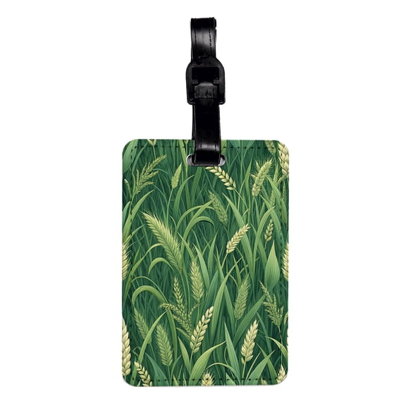 Grassy Grass Background Faux Leather Travel Luggage Tag