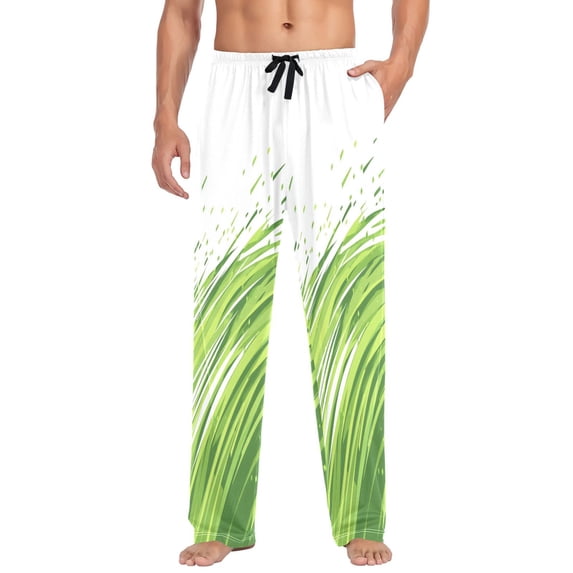 Grassy Hillside Mens Cotton Pajama Pants Long Staple Lightweight Sleep Bottoms with Pockets Breathable