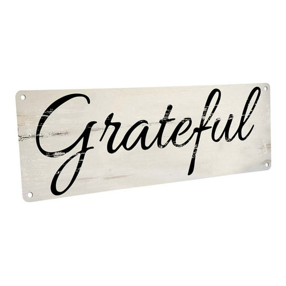Grateful 4"x12" Metal Sign, Wall Décor for Inspirational