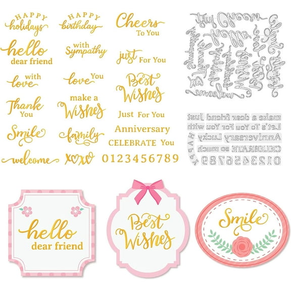 Grateful Blessed Words Hot Foil Plate for DIY Foil Paper Holiday Embossing Word DIY Foil Embossing for Scrapbooking Decor Cards Making Matte Platinum