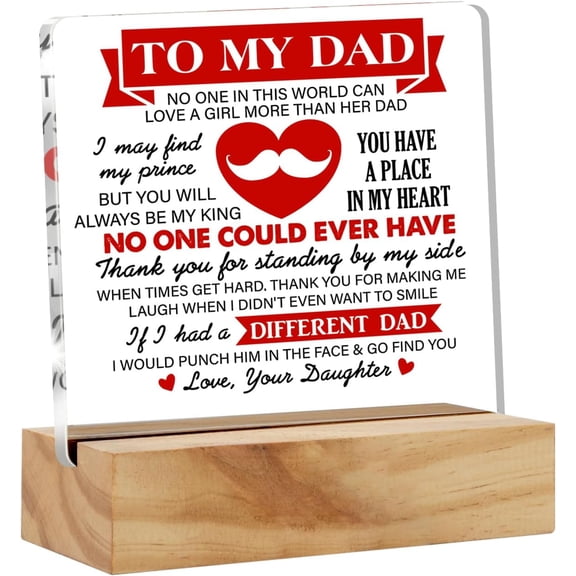 Grateful Dad Gifts From Daughter to Father, to My Dad Quotes Desk Decor Acrylic Desk Plaque Sign with Wood Stand Home Office Desk Sign Keepsake Father Present 4x4 Inch