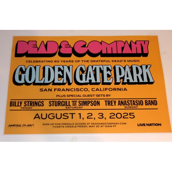 Grateful Dead 2025 San Francisco 60th Anniversary Dead & Company Bob Weir, Mickey Hart, Billy Strings, Trey Anastasio #2 Poster 19"x13"