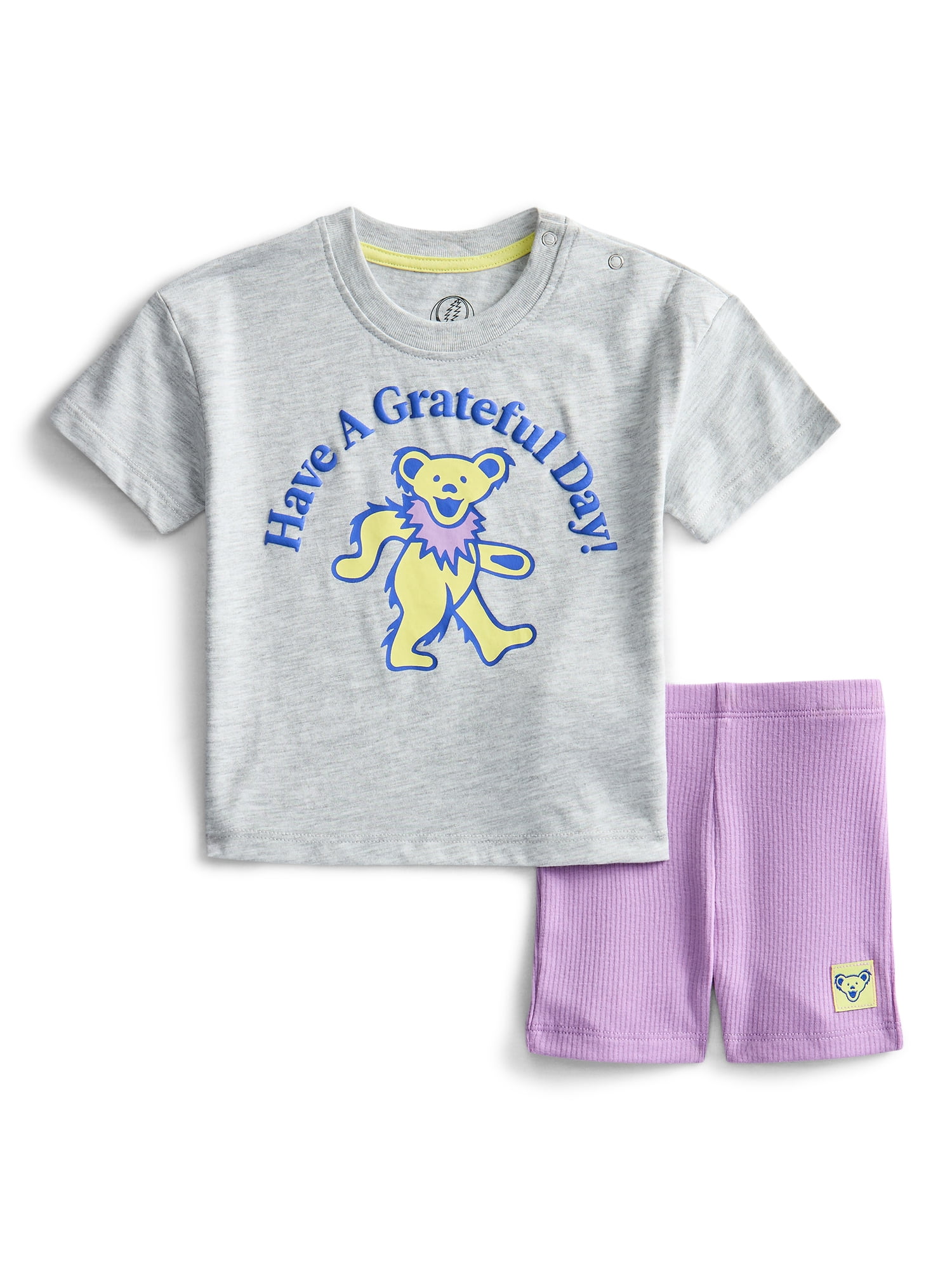 Grateful Dead Baby Girls Graphic Tee and Bike Shorts Set, 2-Piece, Sizes 0/3M-6/9M