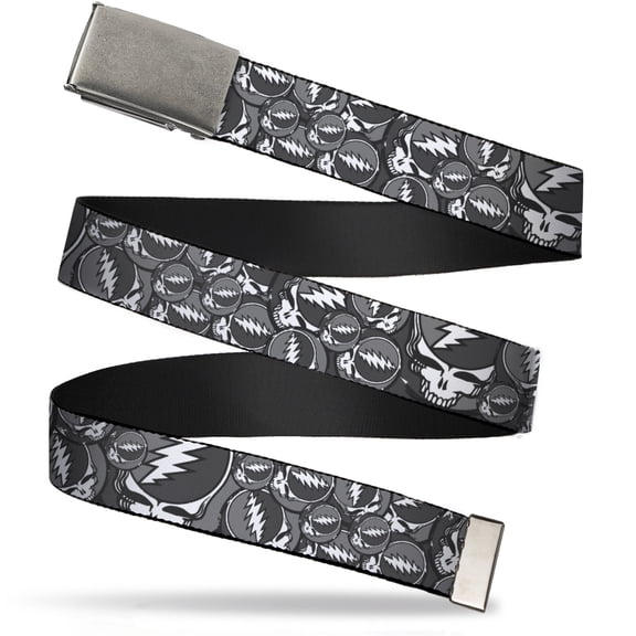 Adjustable Belt, Clamp Buckle, Cut-to-Fit, Steal Your Face Stacked Gray