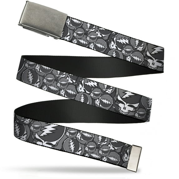 Adjustable Belt, Clamp Buckle, Cut-to-Fit, Steal Your Face Stacked Gray