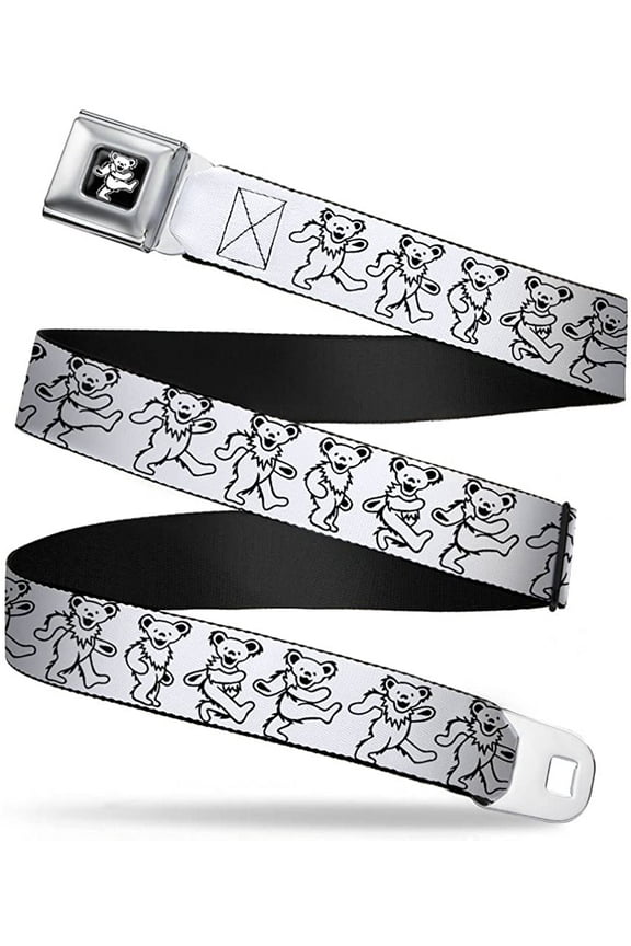 Grateful Dead Belt, Seatbelt Buckle Belt, Dancing Bears Hemp Black, 30 to 44 Inches