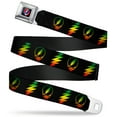 thumbnail image 1 of Grateful Dead Belt, Seatbelt Buckle Belt, Steal Your Face Lightning Bolt Repeat Black Rasta, 34 to 52 Inches, 1 of 9