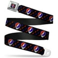 thumbnail image 1 of Grateful Dead Belt, Seatbelt Buckle Belt, Steal Your Face Mini Lightning Bolt Black Red White Blue, 30 to 44 Inches, 1 of 9