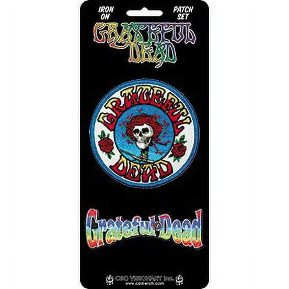 Grateful Dead Bertha Patch Skull Rose Logo Embroidered Iron On - S (Light Blue)