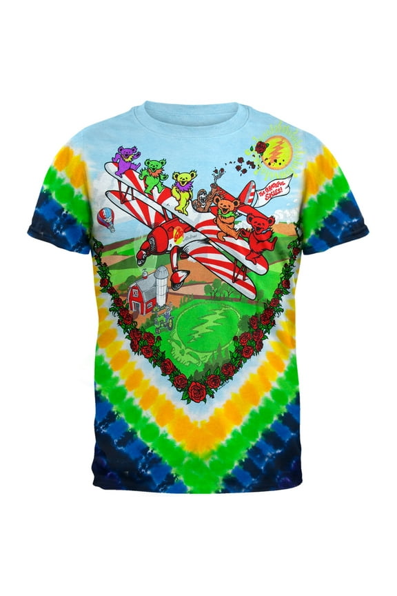 - Bi-Plane Bears Tie Dye T-Shirt - 2X-Large