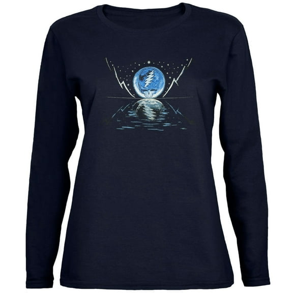 Grateful Dead - Blue Moon Navy Juniors Long Sleeve T-Shirt - Small