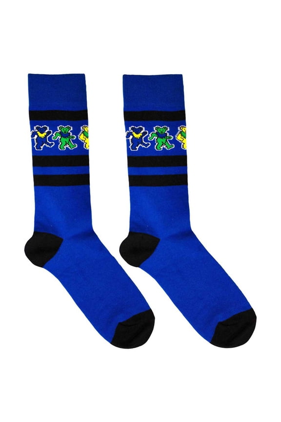 Grateful Dead Dancing Bears Stripe Logo Ankle Socks Blue