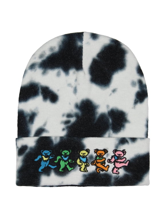 Embroidered Dancing Bears Tie-Dyed Cuffed Adult Cold Weather Beanie OSFM
