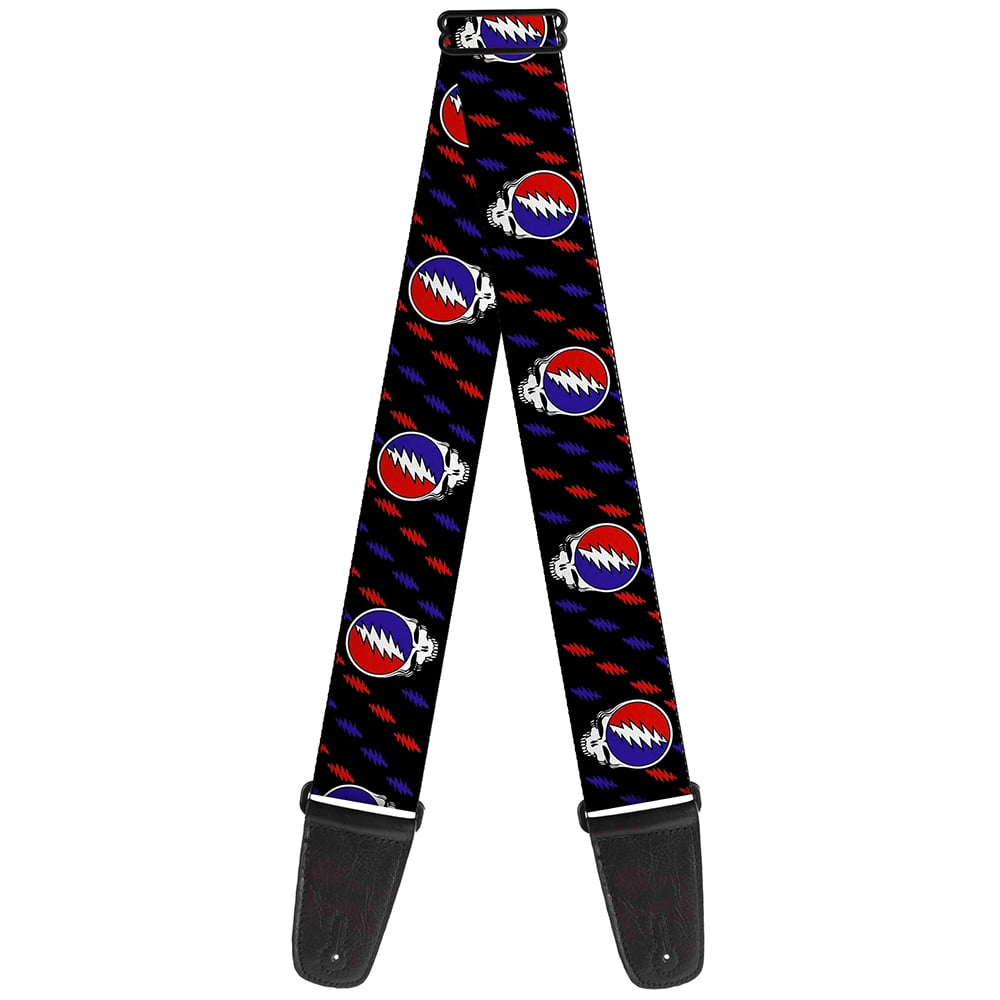 Grateful Dead Guitar Strap, Steal Your Face Mini Lightning Bolt Black