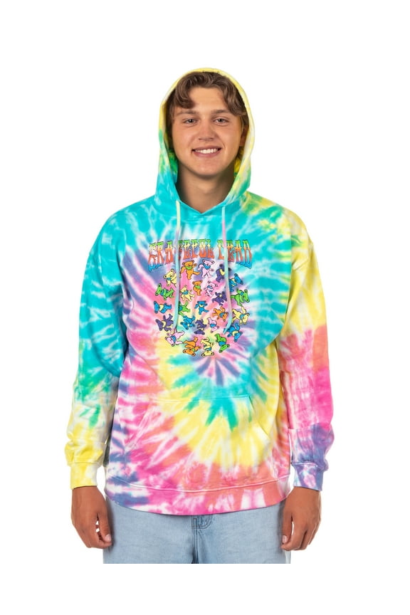 Grateful Dead Hoodie Men's Rainbow Spiral Tie Dye Dancing Bears Hooded Pullover Sweatshirt