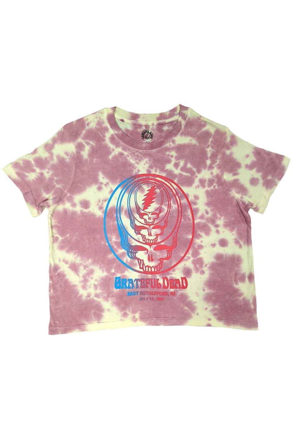 Grateful Dead Ladies Crop Top: Concentric Skulls (Wash Collection) (Large)