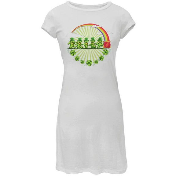 Grateful Dead - Leprechaun Bears White Juniors Capsleeve Dress - Large