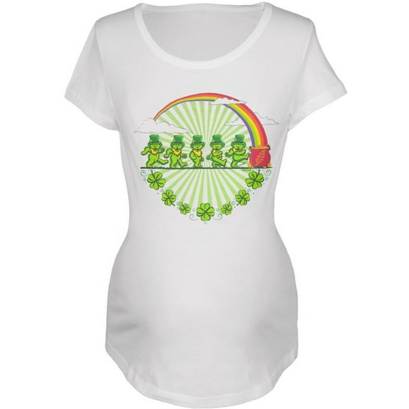 Grateful Dead - Leprechaun Bears White Maternity T-Shirt - Medium