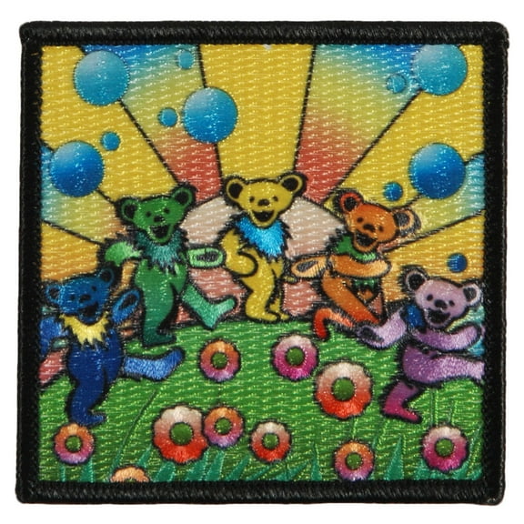 Grateful Dead Men's Bear Utopia Embroidered Patch Black