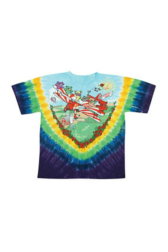 Men's Bi-Plane Bears Tie Dye T-shirt X-Large Multi