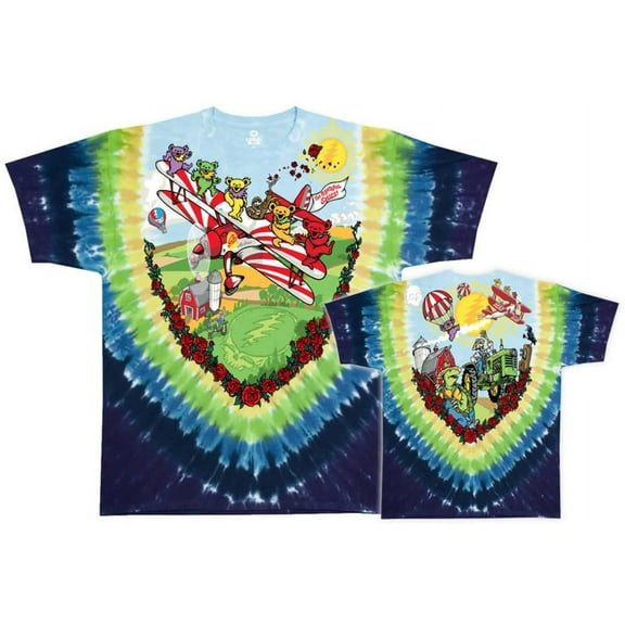 Grateful Dead Men's Bi-Plane Bears Tie Dye T-shirt XX-Large Multi