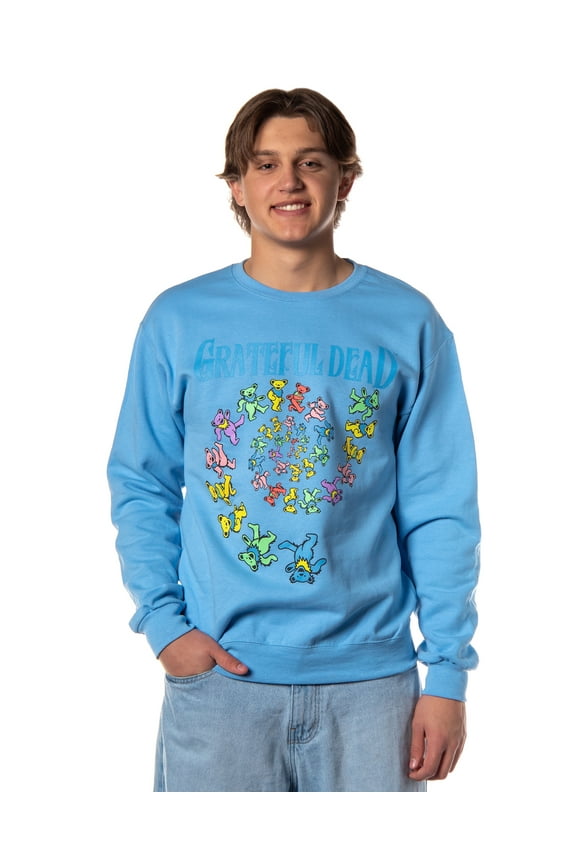 Grateful Dead Men's Dancing Bears Spiral Design Adult Crewneck Pullover Sweatshirt