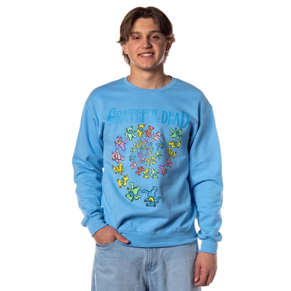 Grateful Dead Men's Dancing Bears Spiral Design Adult Crewneck Pullover Sweatshirt